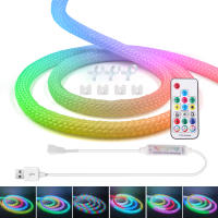 Luz de neón LED WS2812B RGB de 5V, cinta de píxeles flexible direccionable individualmente, Color de ensueño, tira de LED USB, lámpara de cuerda de silicona impermeable - details 0