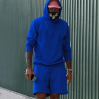 Conjunto de sudadera y pantalón corto de color sólido para hombre, informal y a la moda - details 14