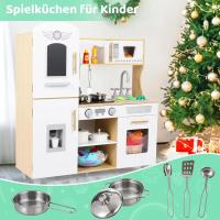 AuAg Juego de cocina de madera para niños pequeños, regalo de cocina de juguete para niños y niñas, juego de cocina, estufa y dispensador de agua con sonido - details 3