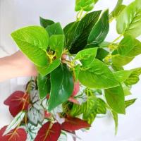 Nuevas 7 cabezas de plantas verdes artificiales 33cm plantas falsas simuladas hojas verdes de plástico decoración de boda - details 1