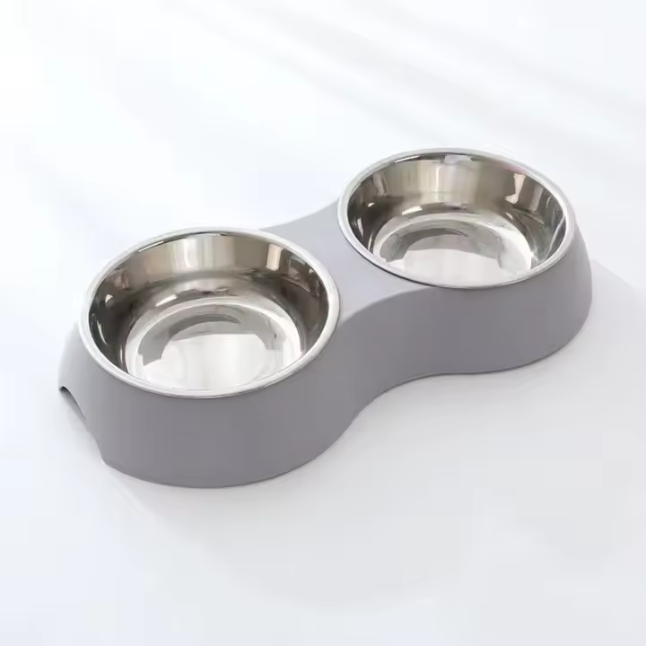 Cuenco doble de acero inoxidable para comida de mascotas, suministros de alimentación para cachorros, accesorios de agua para gatitos - 1