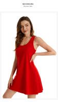 Nuevo estilo de camisón europeo y americano para comercio exterior transfronterizo, camisón de algodón con tirantes elásticos de talla grande, vestido sin mangas para mujer, se puede usar como ropa de casa - details 13