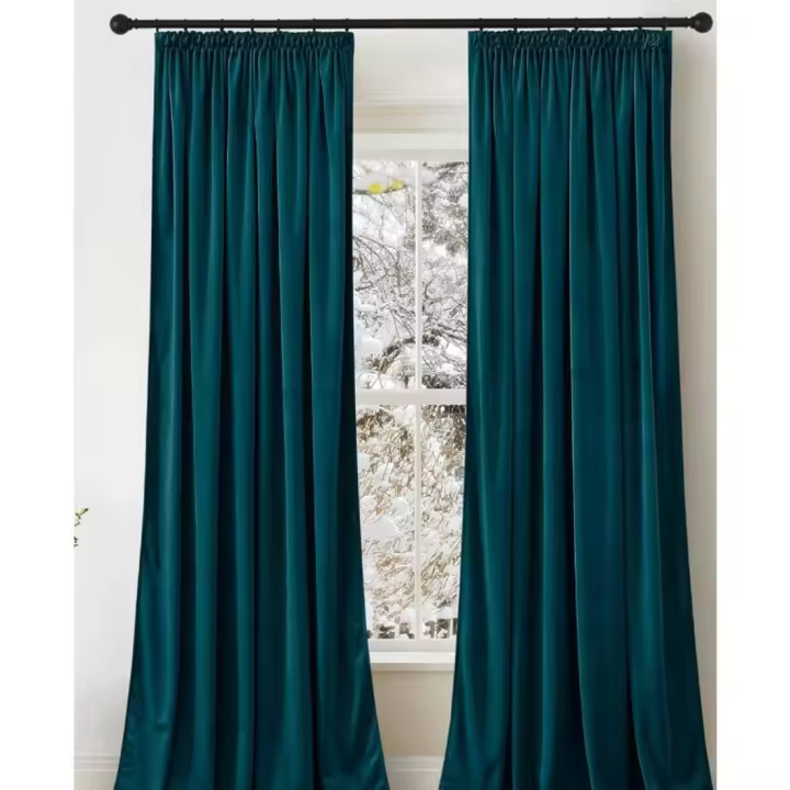 Cortinas de Terciopelo Azúl Zafiro Opacas, Aislantes de Calor y Frío para Dormitorio - 1
