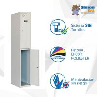 Taquilla Vestuario Metálica 2 Puertas Incluye Llave 1800x300x500 mm Gris Simonlocker - details 4