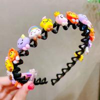 Horquilla coreana con flequillo doble, diadema con flores coloridas de princesa, aro de pelo ondulado para niños, diadema trenzada Kawaii con dientes para fiesta - details 2