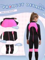Traje completo de neopreno para niñas, REALON de 2mm, con cremallera frontal de neopreno, manga larga, 1 pieza, para surf - details 1