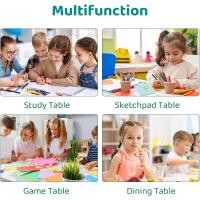 Grupo de Mesa Infantil en Altura Ajustable, Muebles de plástico para niños, Grupo de Asientos para niños y niñas a Partir de 2 años, (Amarillo, Mesa Cuadrada) - details 15