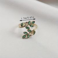 Anillo de Envoltura Elegante Zirconia Inlaid con Patrón de Hoja de Esmeralda - details 2