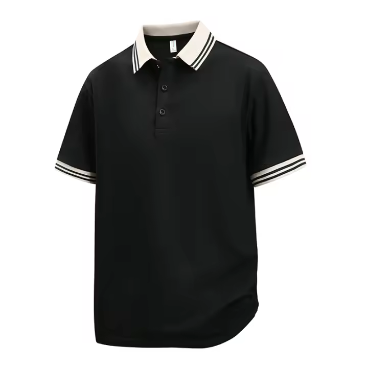 Polo Informal para Hombre Novedad de Verano, Camiseta Cómoda y Transpirable con Cuello Abatible Sólido - 1