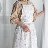 Delantal de cocina de algodón a la moda, delantal de trabajo doméstico con estampado Floral elegante, delantal de limpieza de estilo francés impermeable para cocina - details 19