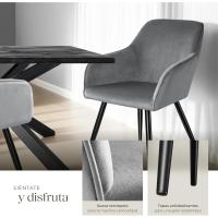 Silla Tapizada en Terciopelo, Sillas de Comedor Ergonómicas y Versátiles, Gran Estabilidad y Capacidad de Carga, Sillas Cocina Elegante - 1 Silla Gris/Negro - details 5