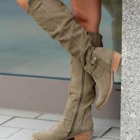 Botas de ante para mujer, zapatos largos informales, a la moda, para exteriores - details 2