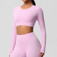 Traje de Yoga de manga larga ajustado con almohadilla para el pecho, Top corto deportivo de manga larga para mujer, Pilates, correr - details 10