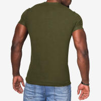 Camiseta de manga corta Henley para hombre, ropa informal de algodón, color verde y M-6XL, paquete de 2 - details 4