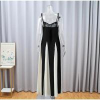 Vestidos largos elegantes de retazos en blanco y negro, vestido ajustado de manga larga con cuello redondo a la moda para mujer, batas de fiesta de noche para mujer - details 4