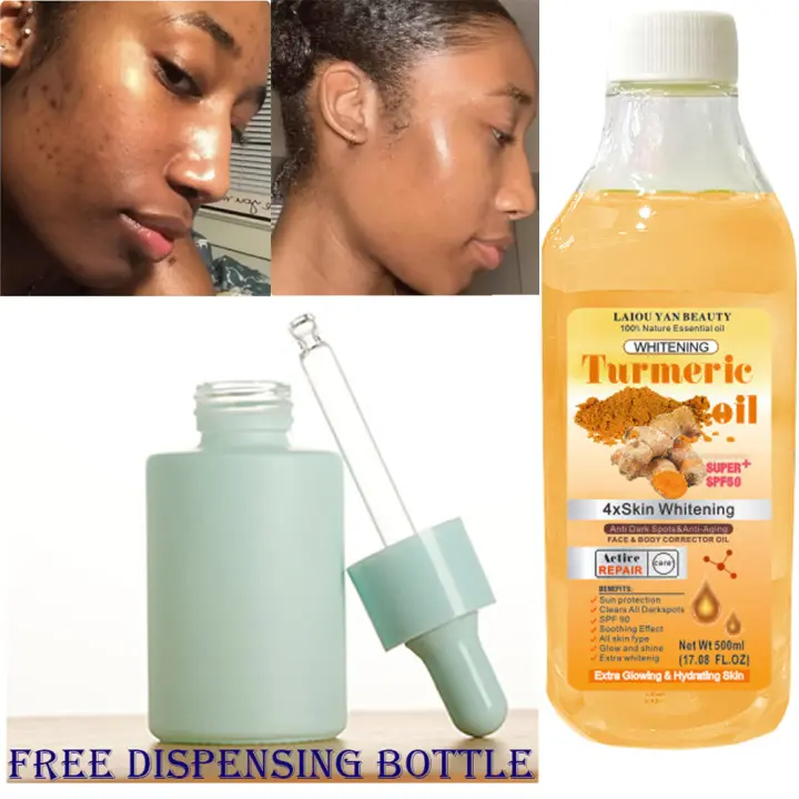 Aceite esencial de cúrcuma para eliminar manchas oscuras para mujer, suero antiarrugas de jengibre marroquí, cuidado hidratante blanqueador de la piel, 500ml - 1