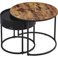 Mesa Redonda Adicional Estilo Nido Morno Almacenamiento Oculto y Banja Superior Salón Dormitorio Balcón Tinta Natural y Negro - details 3