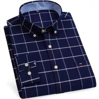 Camisa de manga larga para hombre de primavera y otoño 100% algodón Oxford Stripe Home Casual Large 5XL-6XL-7XL - details 2