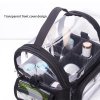 Bolsa de maquillaje de PVC para mujer, estuche de cosméticos transparente, resistente al agua, de gran capacidad, con compartimentos - details 8
