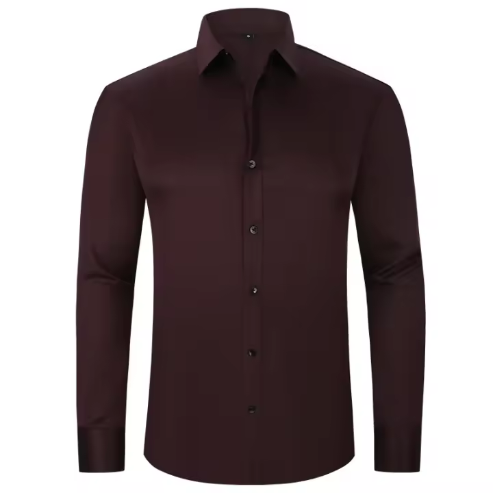 Camisa entallada de negocios minimalista elástica en cuatro direcciones para hombre, fácil de planchar y resistente a las arrugas - 1