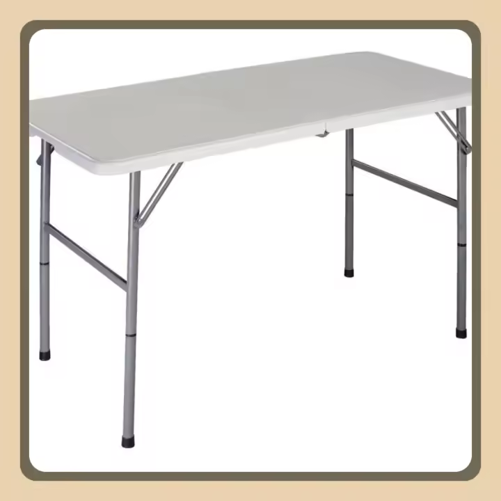 Mesa plegable de 4 pies, muy resistente, para acampar, buffet, boda, mercado, jardín, fiesta, coche, maletero, pícnic, para interiores y exteriores, plegable - 1