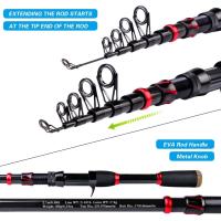 Caña de pescar telescópica de fibra de carbono de 7 pies con combo de carrete giratorio/baitcasting, mar, agua salada, agua dulce, agua dulce, hielo, lubina, juego de - details 5