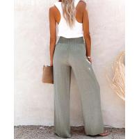 Pantalones de mujer con cintura elástica, pierna ancha, corte holgado, lino, estético, original, clásico, elegante y con estilo - details 14