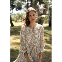 Vestido corto de vacaciones de playa de rayón informal suelto con lazo floral para mujer de moda de verano - details 119