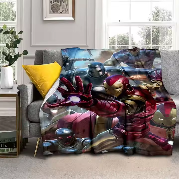 Mantas Iron Man Tony Stark con impresión 3D, manta de picnic cómoda y suave, regalo para familiares o amigos - 1