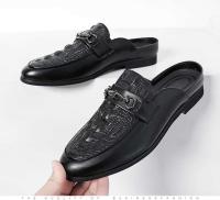 Nuevos zapatos casuales de moda para hombre hechos de piel de cocodrilo Elish, mula, suela de goma antideslizante, flexibles y transpirables para - details 6