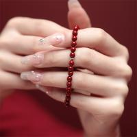 Pulsera de cuentas de piedra Natural para mujer, cuentas de Color rojo y dorado de cinabrio de la suerte, joyería de fiesta, regalo de buena suerte - details 1