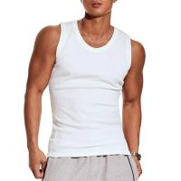 Chaleco para hombre de tela acanalada con cuello redondo, camisetas sin mangas ajustadas de color sólido, chaleco transpirable, ropa deportiva de calle para Fitness - details 5