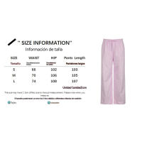 BUNO-Pantalones de encaje a rayas para mujer, Pantalones rectos de pierna ancha con cintura elástica y cordón, ropa de calle holgada para primavera y verano, pantalones de chándal informales - details 1