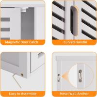 Armario de Baño de Pared con Puertas Muebles de Baño de Bambú Armario Colgante con Estante Ajustable Organizador de Almacenamiento de Ahorro de Espacio Sobre el Inodoro Blanco - details 4