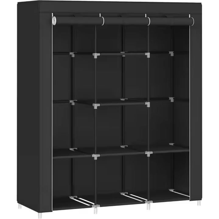 RYG12B Armario Armario organizador, Textil Plegable, Color Negro, 150 x 45 x 175 cm - 1