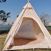 Tienda de campaña piramidal tipo tipi de lona 300D para exteriores, para acampar, para adultos, estilo indio, para 2~3 personas - details 5
