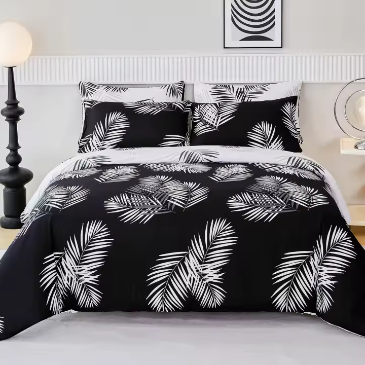 Juego de Ropa de Cama Moderno Botánico Patrón de Hojas de Palmera Reversible - 1