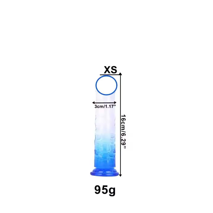 Consolador de cristal azul claro para adultos pene Artificial estimulación suave del punto G con ventosa potente producto sexual para parejas de colores mezclados - 1