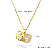 Perlas abiertas conchas collar mujer incrustado circonitas luz de lujo cadena clavícula temperamento ornamentos - details 4