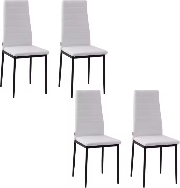 Pack de 4 Sillas de Comedor Tapizadas en Lino Sillas de Cocina Modernas con Respaldo Alto y Patas de Metal Carga 120 kg para Salón 41x50x97 cm Blanco - 1