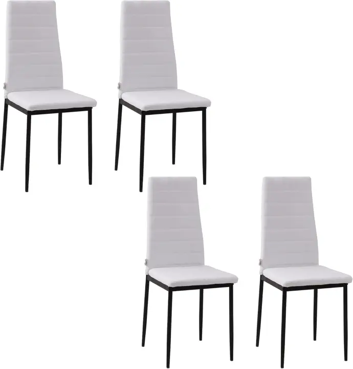 Pack de 4 Sillas de Comedor Tapizadas en Lino Sillas de Cocina Modernas con Respaldo Alto y Patas de Metal Carga 120 kg para Salón 41x50x97 cm Blanco - 1