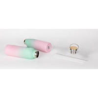Botella de agua de acero inoxidable rosa, termo de 750 ml con 3 tapas, mantiene el agua fría por 24 horas y caliente por 12 horas. |   Cantimplora Termica sin BPA Botella de Agua Pajita, Reutilizable Gimnasio - details 4