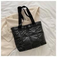 Moda señoras Tote bolsos de gran capacidad de algodón acolchado bolsa de compras rombo bolso portátil acolchado sólido para viajes de ocio - details 22