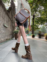 Botas de vaquero occidentales de cuero suave europeo y americano, botas de pila con hebilla de cinturón, botas medias, botas de caballero femenino, botas martin, botas femeninas - details 13