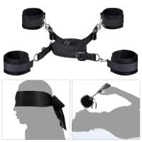 Juego de Lazos de BDSM Leten Collar de Pulsera de Cadena Trasera Ajustable con Blindfold y Manos Atadas - details 30