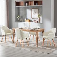 Silla de Comedor Estilo Vintage Juego de 1, Silla Cocina, Silla Nordica con Respaldo y Reposabrazos, Tela Pana, Estructura de Madera, Sillas para Tocador, Escritorio, Crema, EZS26cm-1 - details 1