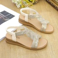 Estilo de suela suave al aire libre para mujer, novedad de verano, sandalias elásticas con diamantes de imitación - details 2