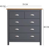 stock Comoda de Noche de 5 cajones en Gris/Roble - details 2