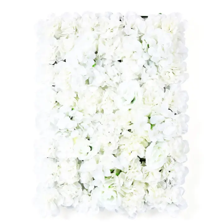 Paneles de flores artificiales para pared, decoración de fondo de boda, Rosa Blanca, 40x60 Cm, 20 piezas - 1