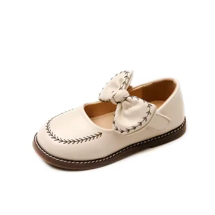 Zapatillas planas con lazo de cuero para niña, zapatos de princesa, cómodos, para caminar, primavera, 2024 - 1